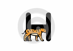 Line art illustration of tiger with H initial letter