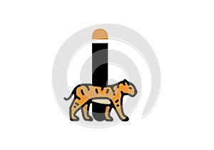 Line art illustration of tiger with I initial letter