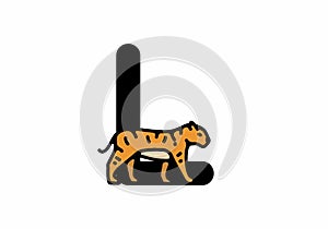 Line art illustration of tiger with L initial letter