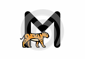 Line art illustration of tiger with M initial letter