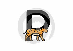 Line art illustration of tiger with P initial letter