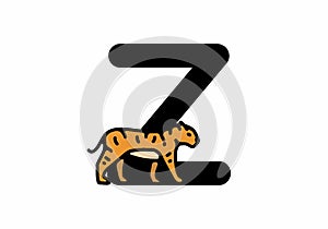 Line art illustration of tiger with Z initial letter