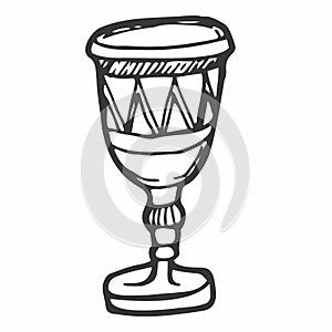 Line art isolated, Doodle art, Object sketches, Tattoo design, Witchcraft objects, Goblet outline design, Cup linear print,