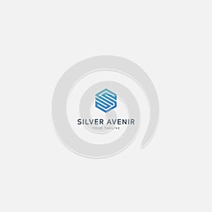 Line art letter S monogram logo hexagonal