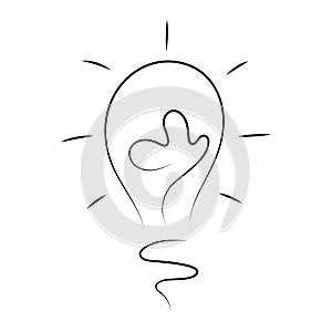 Line art lightbulb. Logo