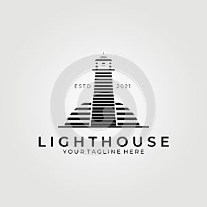 line art Lighthouse logo vector illustration design, creative logo , monoline logo