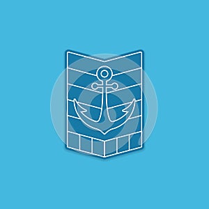 Line art monoline ship marine anchor emblem badge logo sticker