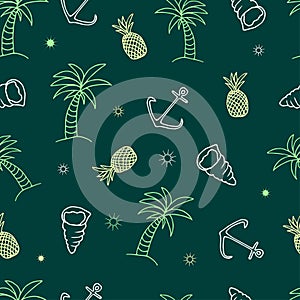 Line art palm pattern for textile design. Beautiful palm pattern, great design for any purpose. seamless pattern. Modern abstract