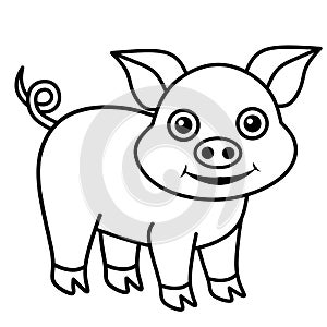 Line art pig cartoon coloring page
