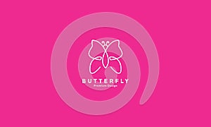 Line art pink insect butterfly logo design vector icon symbol illustration