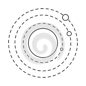 Line art planet system on white background