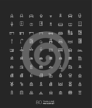 Line art simple icon set for web and applications vector