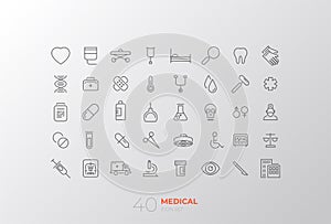 Line art simple Medical Icons Set for web and applications vector