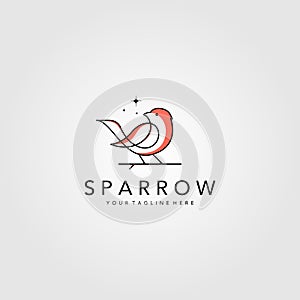 Line art sparrow bird logo vector illustration design, minimalist bird icon symbol
