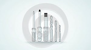 Line Art Tools: Screwdrivers and Drill Bits