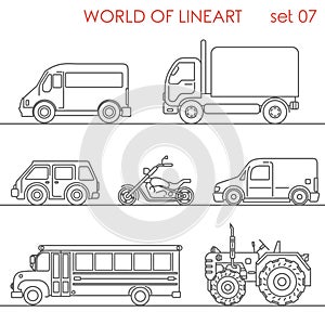 Line art transport aerial road moto tractor school bus lineart