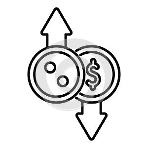 Currency exchange rate decreasing depreciating devaluation icon