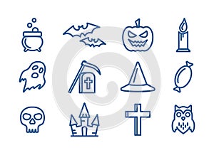 Line art vector icons set for Halloween