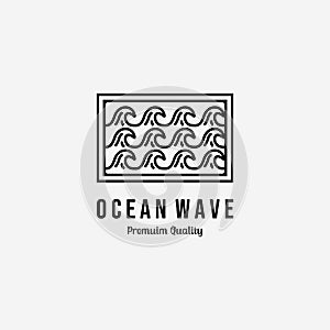 Line Art Waves Logo Vector Design Illustration, Ocean Water Lake River Concept