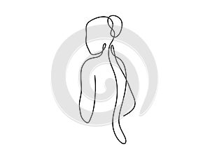 Line art woman silhouette vector background. Female figure pose in modern simple linear style. Girl body posture design