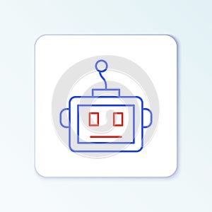 Line Artificial intelligence robot icon isolated on white background. Machine learning, cloud computing. Colorful