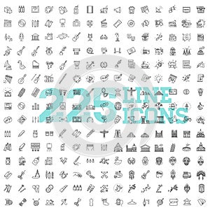 Line Arts Icons set. 225 linear icons