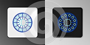 Line Astrology horoscope circle with zodiac icon isolated on grey background. Colorful outline concept. Vector