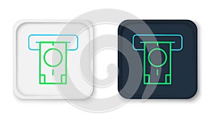 Line ATM - Automated teller machine and money icon isolated on white background. Colorful outline concept. Vector