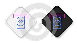 Line ATM - Automated teller machine and money icon isolated on white background. Colorful outline concept. Vector
