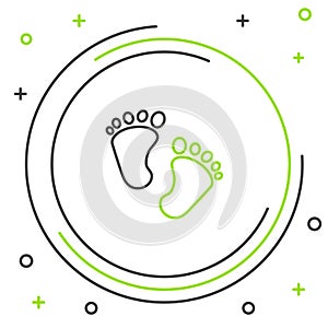 Line Baby footprints icon isolated on white background. Baby feet sign. Colorful outline concept. Vector