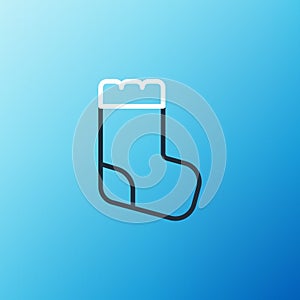 Line Baby socks clothes icon isolated on blue background. Colorful outline concept. Vector