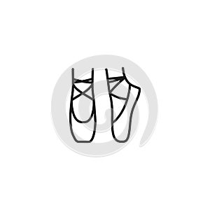 Line ballet shoes icon on white background