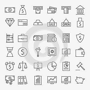 Line Banking Money and Finance Icons Big Set