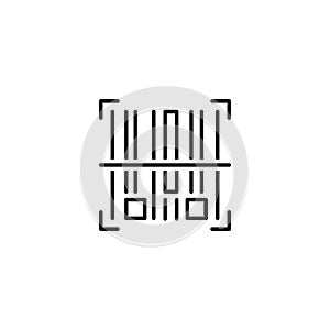 Line bar code icon on white background