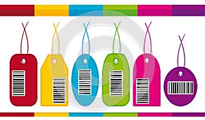 Line of bar codes labels