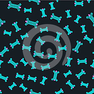 Line Barbed wire icon isolated seamless pattern on black background. Vector Illustration