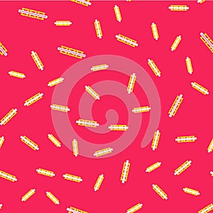 Line Barbed wire icon isolated seamless pattern on red background. Vector