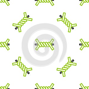 Line Barbed wire icon isolated seamless pattern on white background. Vector Illustration