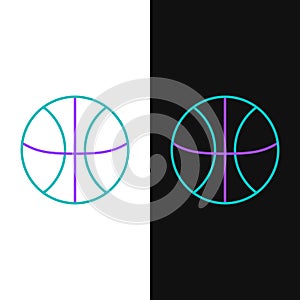 Line Basketball ball icon isolated on white and black background. Sport symbol. Colorful outline concept. Vector