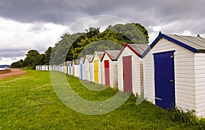 A Line of Bathing Boxes, Devon, England