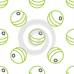 Line Beach ball icon isolated seamless pattern on white background. Children toy. Vector