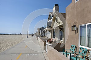 Line of beach houses in Newport Beach, Orange County - California