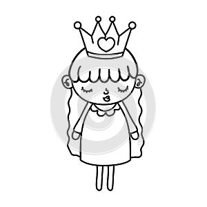 Line beauty girl child with metal crown