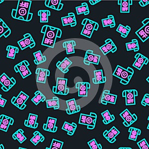 Line BFF or best friends forever icon isolated seamless pattern on black background. Vector