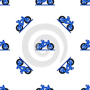 Line Bicycle icon isolated seamless pattern on white background. Bike race. Extreme sport. Sport equipment. Colorful