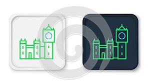 Line Big Ben tower icon isolated on white background. Symbol of London and United Kingdom. Colorful outline concept