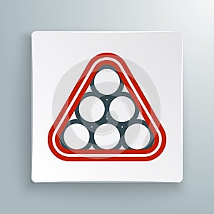 Line Billiard balls in a rack triangle icon isolated on white background. Colorful outline concept. Vector