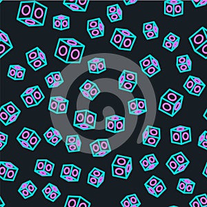 Line Billiard chalk icon isolated seamless pattern on black background. Chalk block for billiard cue. Vector