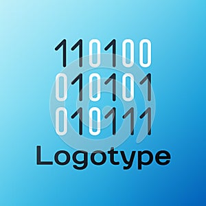 Line Binary code icon isolated on blue background. Colorful outline concept. Vector Illustration