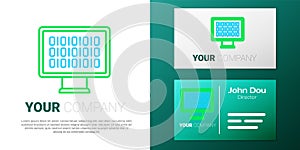 Line Binary code icon isolated on white background. Colorful outline concept. Vector